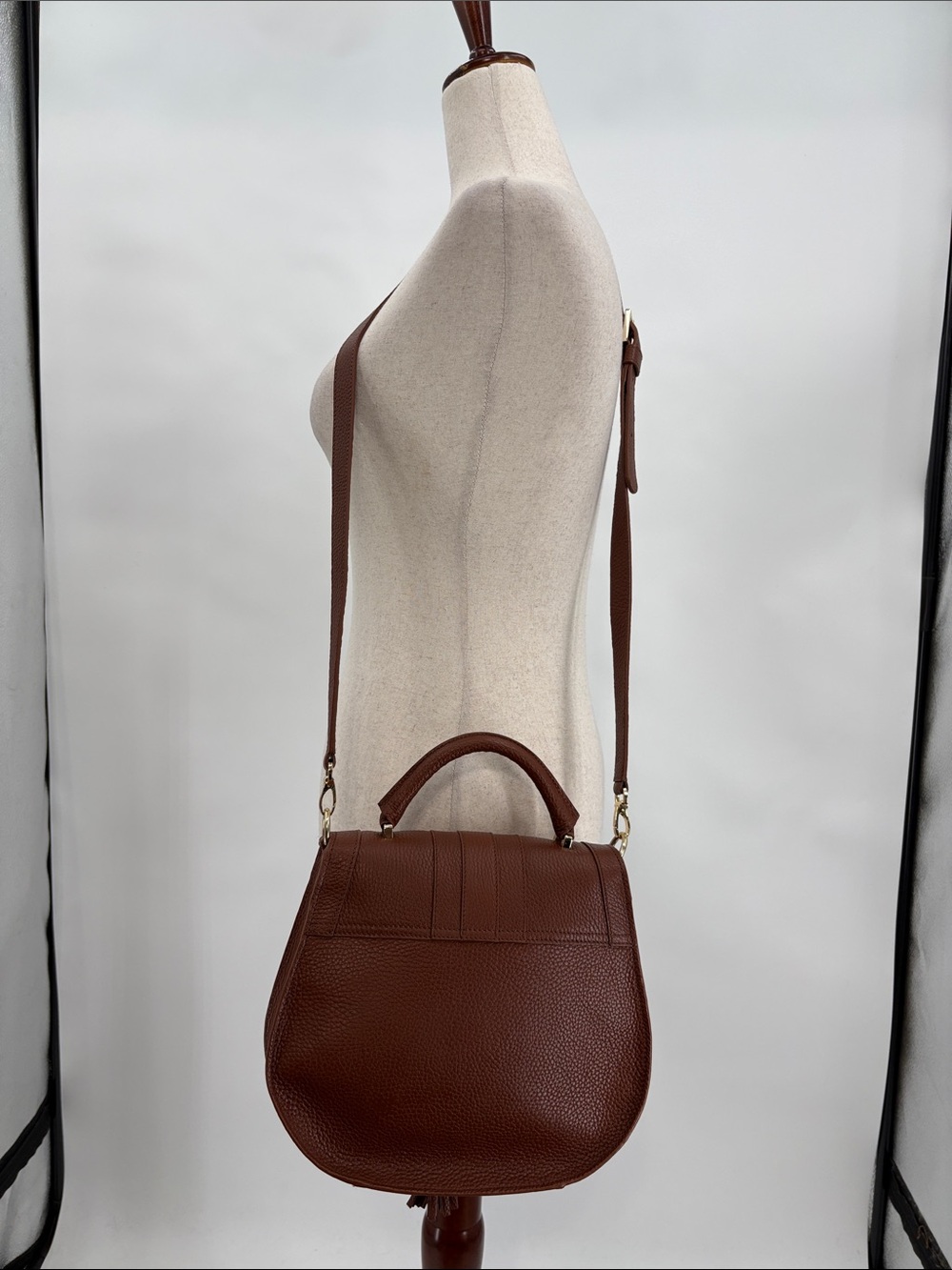 DeMellier London Midi Venice Bag Cognac Grain Leather Top Handle Crossbody Spain - Picture 4 of 10